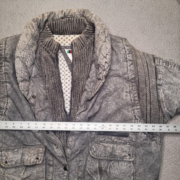 Vintage Prezzia Jacket Women Large Gray Denim Acid Wash Bomber Oversized 90s 80s - Picture 8 of 10